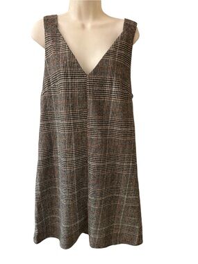SHEIN Brown Plaid Shift Dress